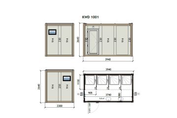 KW4 230X400 Contentor de duche